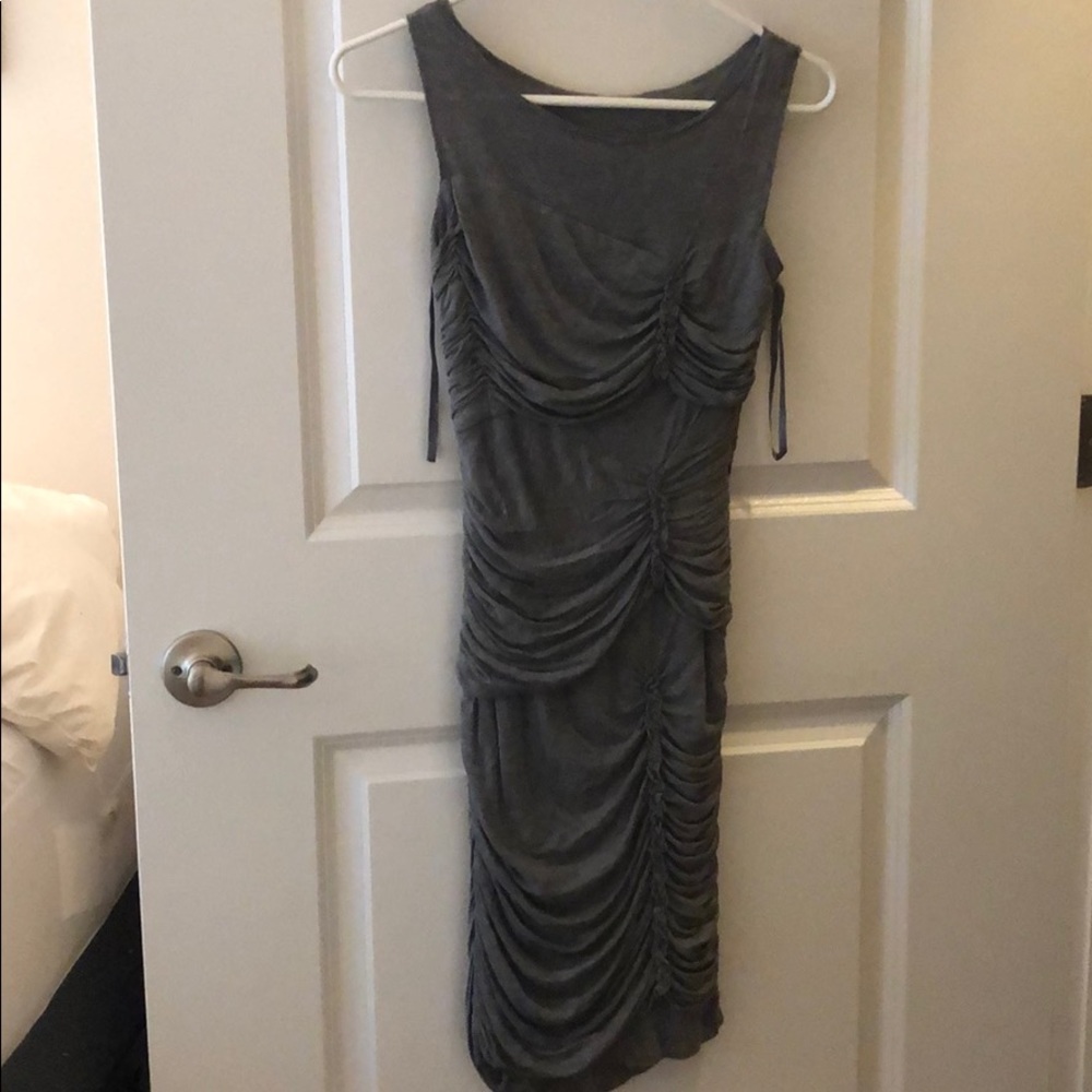 Grey dress with tight draping